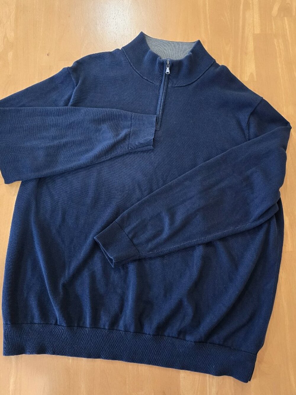 Lands' End Men's 1/4 Zip Pullover Sweater 100% Supima Cotton Navy Size‎ XXL